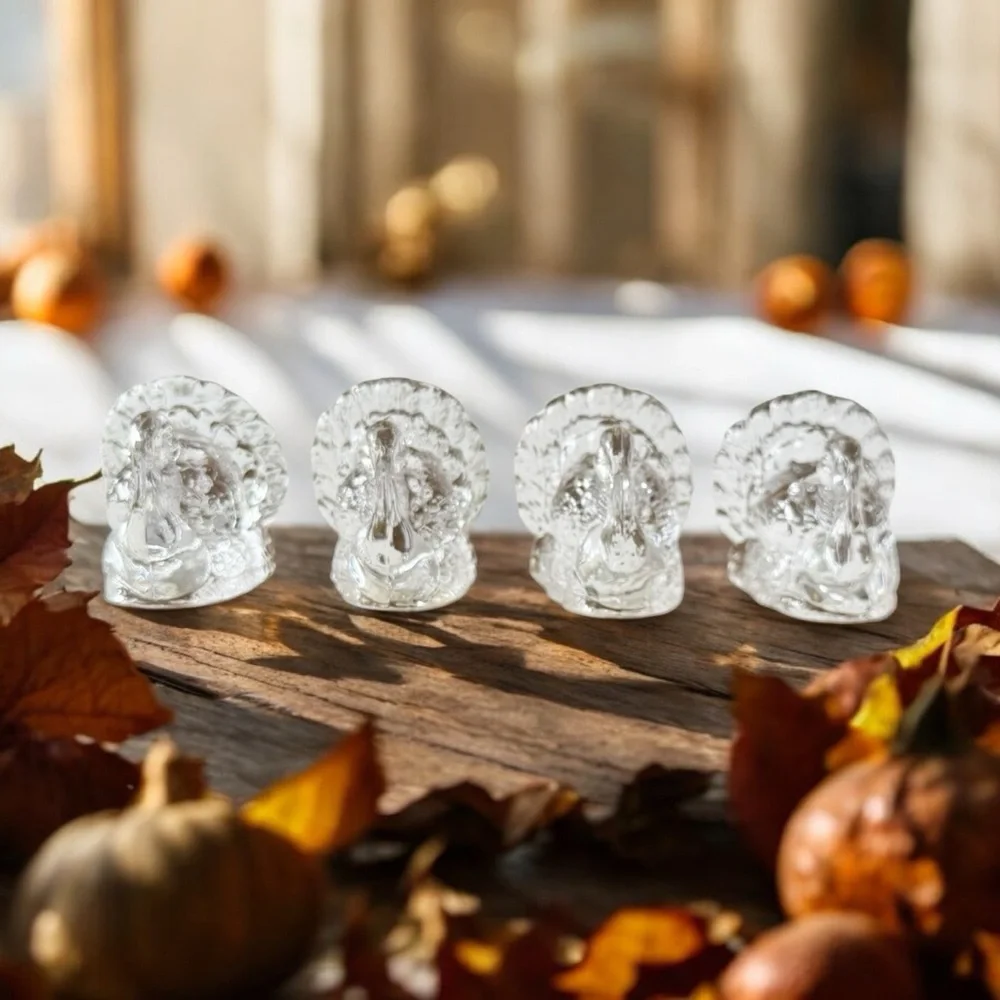 Williams Sonoma Crystal Turkey Taper Holders - Set of 4